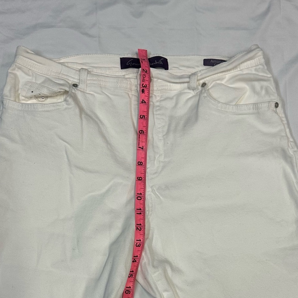 Gloria Vanderbilt Long White Shorts | Embellish Pockets | Ladies Size 12 Vintage - Picture 7 of 7